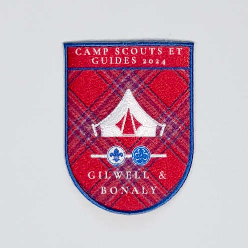 Geborduurde en gesublimeerde emblemen voor de Guides en Scouts van Gilwell & Bonaly