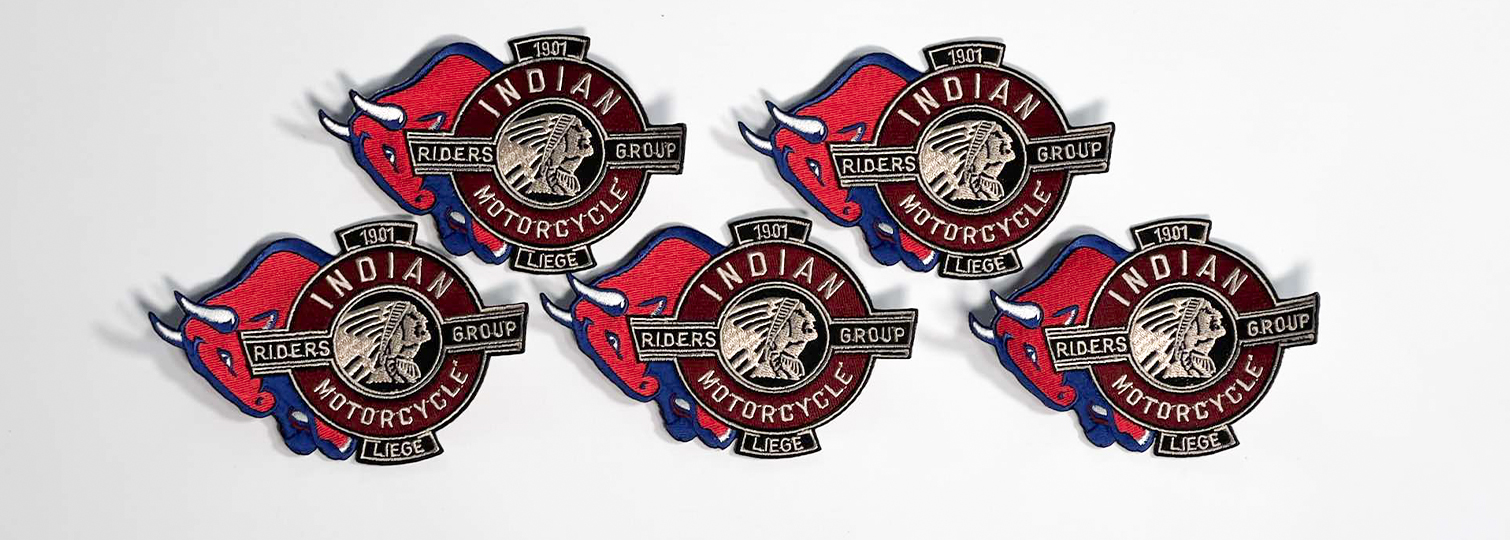 Set van geborduurde patches voor de motorgroep Indian Motorcycle Luik