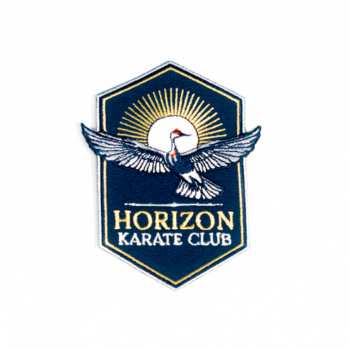 Geborduurd embleem voor de karatevereniging Horizon