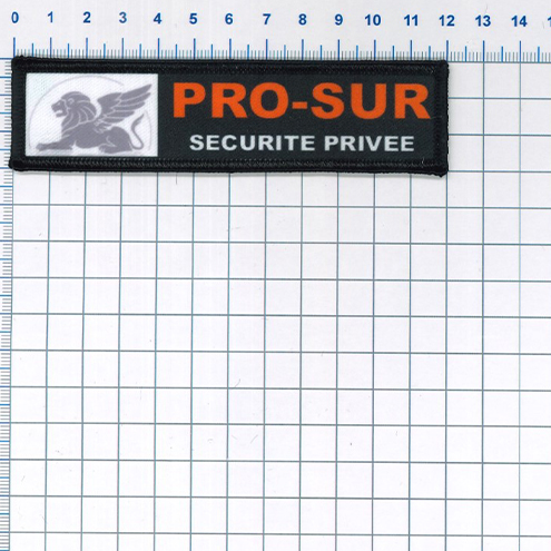 Proefdruk sublimatie-embleem Pro-Sur Sécurité Privée.