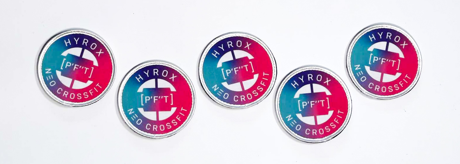 Combinatie van 100% gesublimeerde ronde badges voor Neo CrossFit clubleden