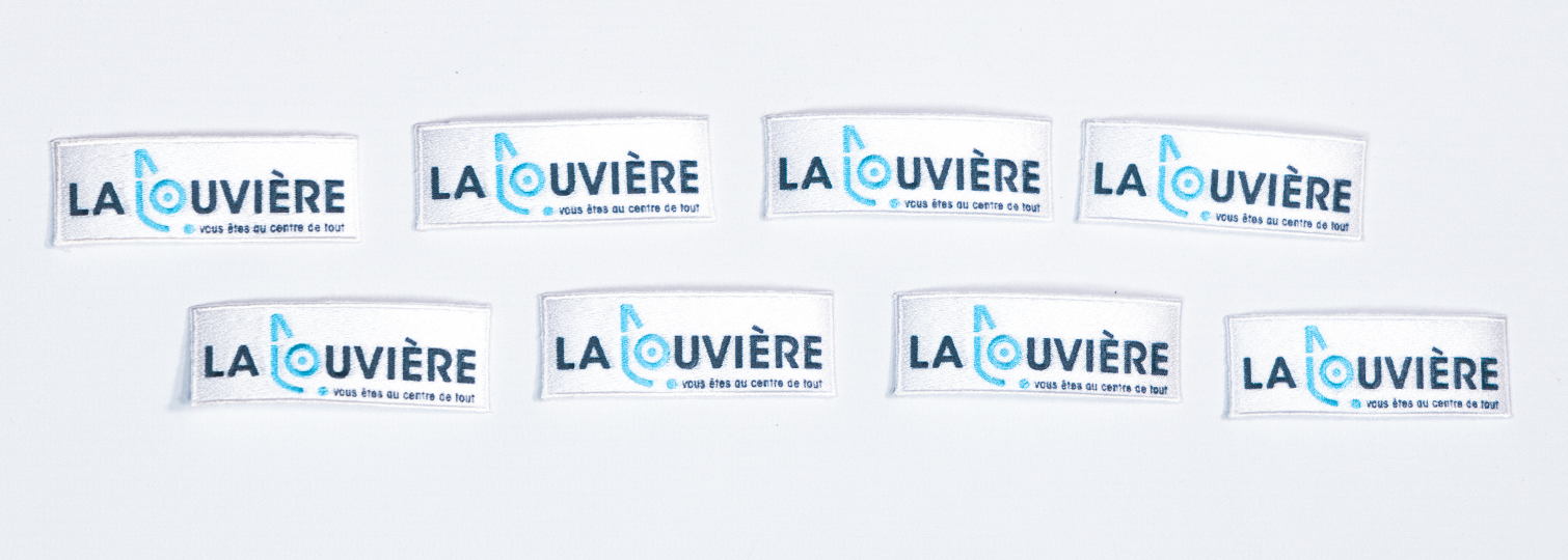 Combinatie van rechthoekige geweven badges voor de stad La Louvière