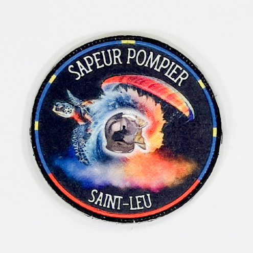 Gesublimeerd badges voor de brandweermannen van Saint-Leu